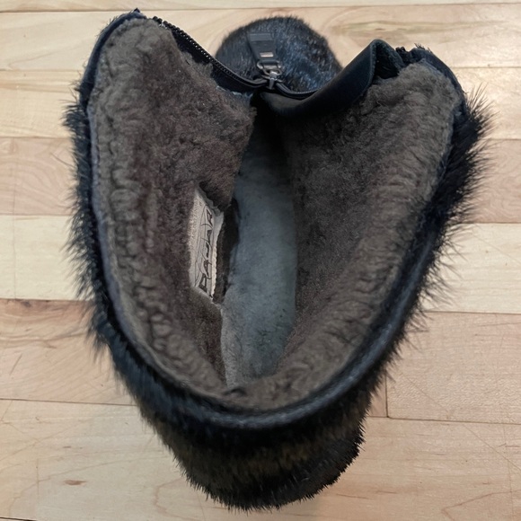 Vtg Pajar Black Seal Skin Genuine Shearling Lining Zip Ankle Boots - Sz 6.5 - Picture 12 of 14